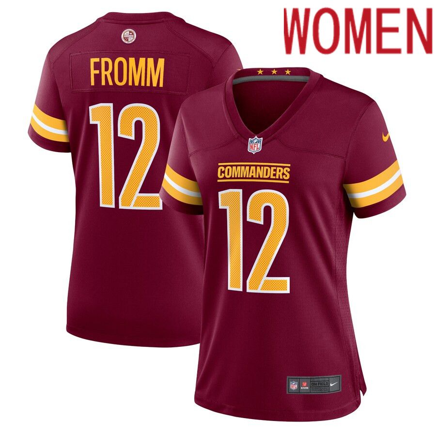 Women Washington Commanders #12 Jake Fromm Nike Burgundy Home Game Player NFL Jersey